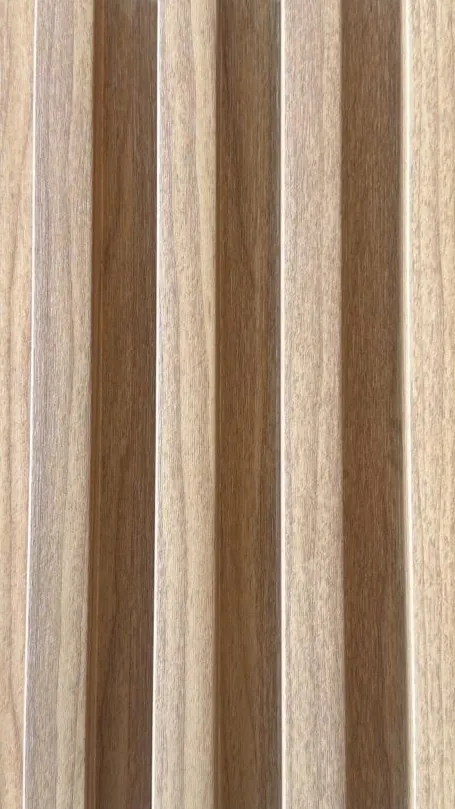 Bardage Mural PVC Grid Bicolore Noyer et Sable — Grid Board KM-16 — Lames rainurées — Grid Board DECNO