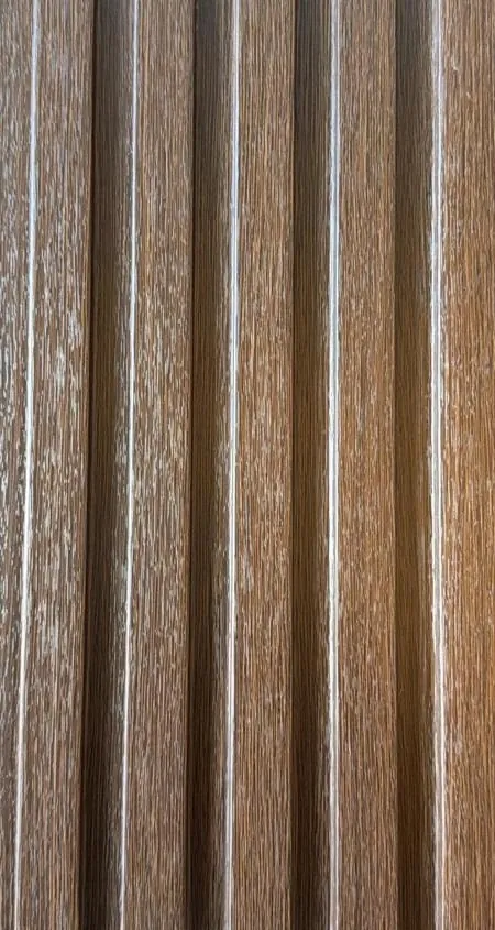Bardage Mural Slat Imitation Bois Chêne Fumé Brun Doré — Slat Board KM-11 — Tasseaux muraux — Slat Board DECNO